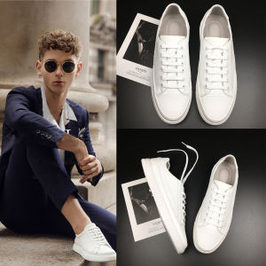 Casual Mens Spring New Style White Board Shoes Youth Fashion Breathable Flat Heel Leather Sneakers for Daily Wear