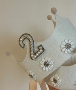 Toddler Baby Hair Accessories Floral Embroidery Letter Decor Crown Toddler Girl Headband Birthday Party Photoshoot Props H2001