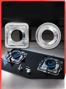 หนาขึ้น อลูมิเนียมฟอยล์เตาแก๊สแผ่นกันน้ํามันครัวรอบเตากระดาษอลูมิเนียมฟอยล์แหวนเตาแก๊สสติกเกอร์ป้องกัน