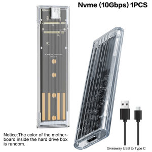 【Y】Transparent M.2 NVME PCIe NGFF SATA Protocol Case USB Type C 10Gbps Clear External Hard Disk Box for Laptop Phone PCI-E Case