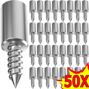 50pcs Wardrobe Cabinet Glass Partition Screw Nail with Rubber Sleeve / Nonslip Cabinet Shelf Holder / Partition Bracket / Multifunction Cross Self-tapping Screw Laminate Support