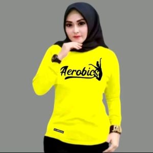 Baju Sport Lengan Panjang Wanita Senam Joging Yoga Gym Running Zumba Aerobic Sporty bahan dry-fit berpori Olahraga Sport
