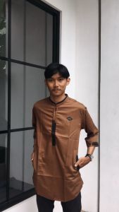 Koko Kurta Pria Dewasa Lengan Katun Motif Bandung Saku Baju Panjang Pakistan Kemeja Muslim Terbaru
