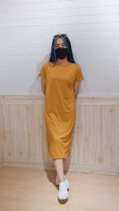 3806 egi pocket dress polos kantong dress bumil friendly dress tidur