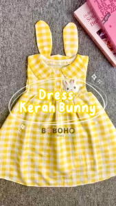 BOBOHO - DRESS ANAK PEREMPUAN KERAH TELINGA RABBIT / GAUN GADIS KECIL MANIS GAYA FEMINIM