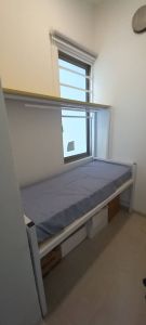 Helper room bed frame customize with shelf singapore/store room/unity/bomb shelter