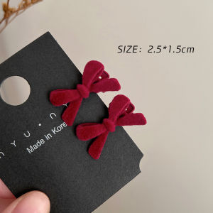 New Year Red Bowknot Hair Clip Cute Small Forehead Side Part Hair Clip 2024 New Design Hair Accessories Side Hair Clip