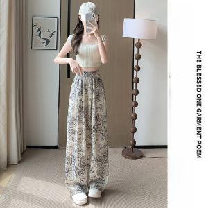 miiow | New National Style Water-Media Wide Leg Pants Womens Summer Thin High Waist Draped Lazy Loose Casual Trousers MiiOW Cat Person