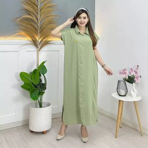 Dress Jumbo LD120 PB120 Crinkle Airflow Kerah Bumil - Dress Crinkle Murah Meriah