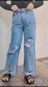 Celana Jeans High Waist Jey Long Pants Wanita Terbaru 2023 Korean Style Ootd Remaja Kekinian
