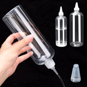 500/1000ML PET Refillable Squeeze Dropper Bottle with Dust Cover Plastic Sharp-mouth Bottle Kitchen Sauce Container