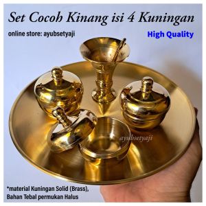 Alat Tumbuk Sirih Set cocoh Kinang isi 4 KUNINGAN Kinangan BRASS antik wadah kinang penumbuk sirih Besar Tumbuk Kinang BALI souvenir Jogja