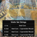Violin Strings Universal Full Set (G-D-A-E) Steel Core Cupronickel Wound Fiddle String Medium Gauge - Steel Ball - End E. 