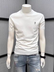 Áo Thun Nam Tay Ngắn Cổ Tròn Thêu Họa Tiết Mùa Hè Thường Ngày Thời Trang Quần Áo Công Sở Cotton Thoáng Khí Thoải Mái