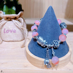Rare Natural Salt Source Agate Gradient Pink Original 999 Pure Silver Vintage Small Audience Bracelet Personality Fashion Jewelry