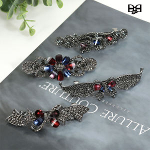 Phụ Kiện Tóc Kim Cương Nhân Tạo Màu Đen Bạc Đá Quý Kẹp Tóc Đuôi Ngựa Kẹp Tóc Xoắn Xéo Kẹp Bướm Kẹp Tóc Co Giãn HUAGU JEWEL T103