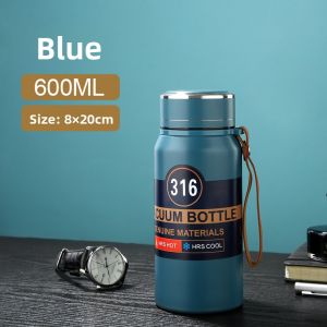 Portable Insulated Stainless Steel 316 Tea Cup with Carrying Rope Outdoor Business Use Mens Water Bottle Chinese Style