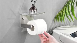 Stainless Steel Bathroom Paper Holder Toilet Roll Holder No Drilling Wall Mount WC Paper Phone Holders Home Paper Towel Holder