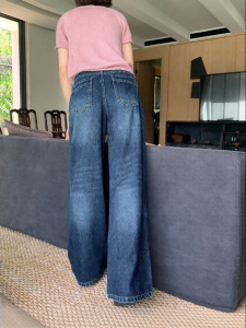 NIHAOKANONG | Quần Jeans Thắt Dây Cao Đàn Hồi Vintage Retro