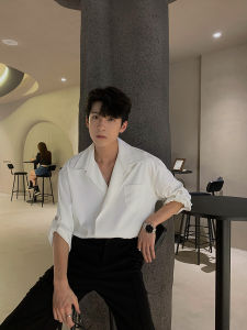 เสื้อเชิ้ตแขนยาวหลวมๆ สำหรับผู้ชาย Hualun ฤดูใบไม้ผลิและฤดูใบไม้ร่วง ดีไซน์ด้านนอกแบบลำลอง ทรงหลวมๆ ทรงหลวมๆ ทรงหลวมๆ