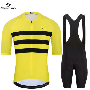 Sancuax Men Short Sleeves Cycling Jersey Set MTB Maillot Ropa Ciclismo Summer Breathable Road Bike Cycling Clothing Bike Suits