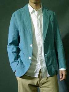 Spring Summer New Style Cotton Linen Retro Japanese Mens Thin Loose Suit Jacket Pure Color Casual Fashion City Life Wear