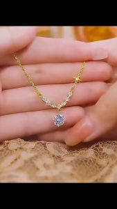 24K Saudi Gold Nasasangla 100% Original Choker Full Diamond Zircon Personalized Radiant Necklace with New Style and Versatile Collar Chain