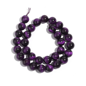 32-90pcs A Level 4 6 8 10 12mm Purple Tiger Eye Beads Loose Spacer Round Natural Stone Bead For DIY Charms Bracelet Necklace