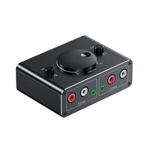 Kebidumei | KEBIDUMEI 2 Way 3.5mm Stereo Audio Switcher Bi-Directional Audio Splitter 2 in 1 Out 3.5mm 2RCA Audio Switch with Mute Button