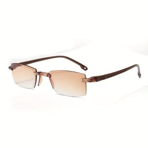Light Brown Prescription Reading Glasses for The Elderly with A Prescription Reading Suitable for Both Men and Women
