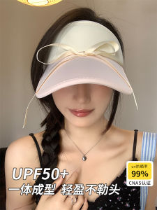 Sweet Butterfly Knot Bandana Color Block Empty Top Sun Hat Women Summer UV Protection Ice Silk Breathable Sunshade Hat New Model
