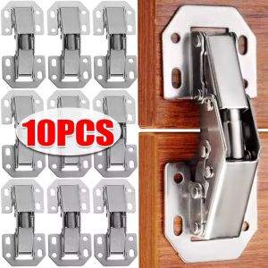 10PCS 90 Degree Steel Cabinet Hinges No-Drilling HoleHydraulic Buffer Hinge Kitchen Cabinet Cupboard Hinges Furniture Hardware