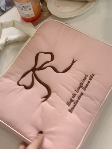 Tas Laptop Busur bersulam Korea Tahan Air dan Tahan Guncangan Cocok untuk 9-11inch 13-14inch 15-15.6inch