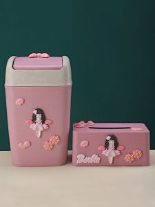 Cute Cartoon Trash Can Large Size with Lid Shake Cover for Childrens Room Bedroom Living Room Home Use Plastic Garbage Bin