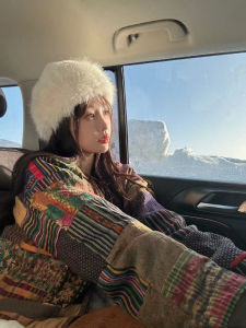 Yu Shuxin Same Style Stuffed Mongolian Hat Womens Fall and Winter Cute Face-Looking Small Suitable for Square and round Face Cold-Proof Bucket Hat