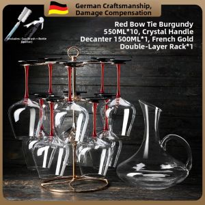 FLOWER MOO | Luxurious Large Red Bowtie Wine Glass Decanter Set