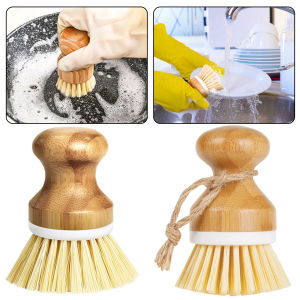 Bamboo-Dish Brush For Kitchen Cleaning BrushWashing Pot BrushGentle Soft Bristles Versatile Scrubber For Pots Pan Sinks