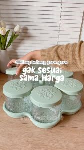 FREE ONGKIR Toples Kue Calista Kaca satu 1 Set isi 6 pcs lebaran terbaru 2025 food grade unik dan cantik viral tiktok
