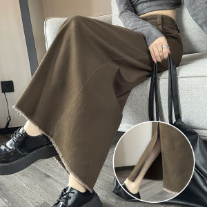 กระโปรงยีนส์ทรงเอเอวสูง ทรงตรง ทรงยาวปานกลาง สำหรับผู้หญิง ฤดูใบไม้ผลิและฤดูใบไม้ร่วง กระโปรงทรงเอทรงตรง กระโปรงทรงเอทรงตรง