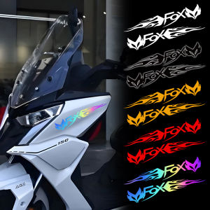 2PCS FOX Flame Logo Reflective Laser Car Decor Sticker Motorcycle Bicycle Electric Vehicle Body Head Modification Waterproof Decal for Honda Yamaha Kawasaki Suzuki