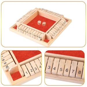 4 Sisi Papan Permainan Dadu 4 Warna Mainan Board Game Dadu Shut the Box 10 Nomor Untuk Party Bar Props