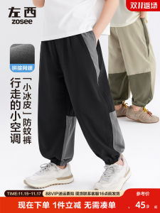 Cool Sensation Mosquito-Resistant Pants for Boys Summer Breathable Outdoor Mesh Fashionable Childrens Clothing Elastic Waist Sports Style Long Trousers