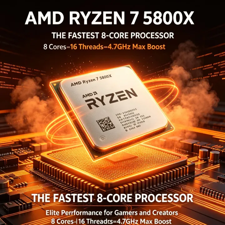 AMD | AMD Ryzen 7 5800X High‑Speed L3 Cache CPU AM4 8‑Core 16‑Thread 32MB 3.8‑4.7GHz 7nm DDR4 Desktop Without Cooler