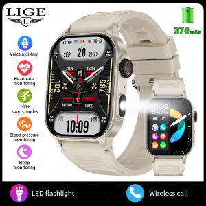LIGE | LIGE New Men Smart Watch Flashlight 2.01" HD Large Screen AI Voice Bluetooth Call Sport Watches Health Monitor Smartwatch Women