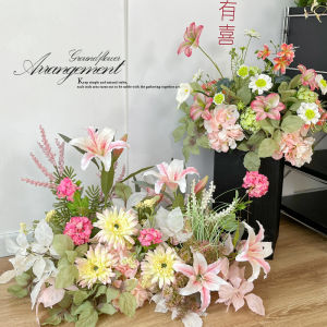 Artificial Flowers Wooden Base Forest System Arrangement Wedding Engagement Birthday Party Decorative Floral Display Piece