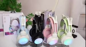 SOYTO | SOYTO Cute RGB Cat Ear Gaming Headset Wired 3D Surround Sound Headphone with Detachable Noise Canceling Mic for Gamer PC Laptop
