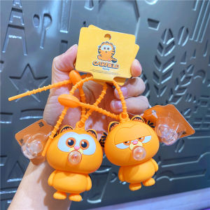 Authentic Garfield Fun Decompression Bubble Squeezing Toy Doll Keychain Pendant Girlfriends Small Gift Bag Charm