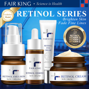 FAIR KING [BPOM] 4PCS Retinol Cream+Eye Cream+Facial Serum+Lotion Anti-Aging Collagen Firming Memudarkan Lingkaran Anti penuaan Memudarkan Garis Halus Memudar Bintik-bintik Gelap Anti Kerut Pelembab Pemutih