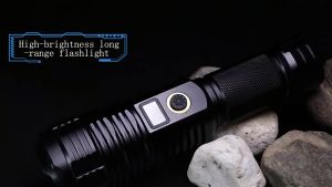 Asafee 1915C XHP70 LED Ultra-Bright Outdoor Flashilight Waterproof Telescopic Zoom Torch 5 Gears Light Bulit-in Battery Rechargeable Digital Display Emergency Hiking Fishing