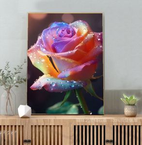 Full Drill 2025 Diamond Painting Colorful Rose Flower 5D New Version Handmade Cross Stitch Living Room Bedroom Home Decor